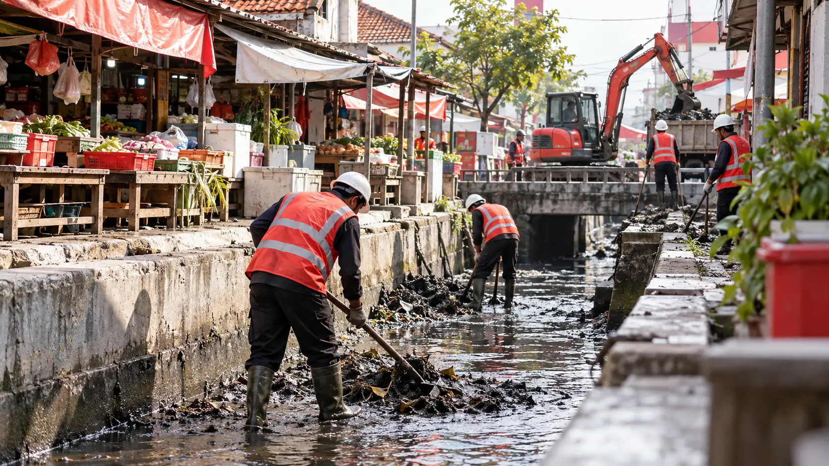 Mengapa Saluran di Belakang Pasar Bratang Dinormalisasi?